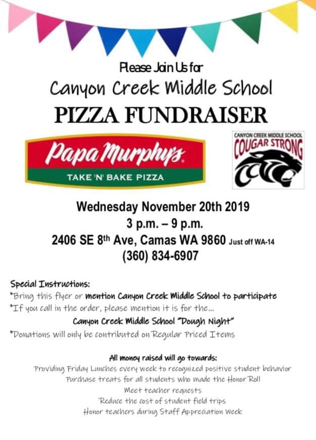 Pizza Fundraiser! | Canyon Creek Middle School