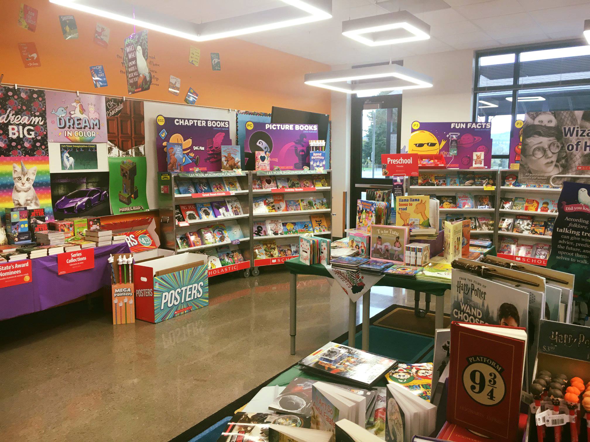 Display tables and books for the book fair