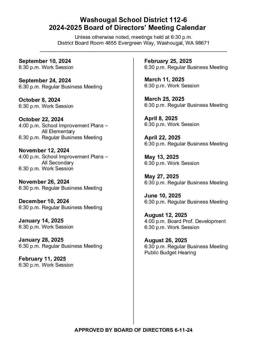 2425 Board Mtg Calendar WSD